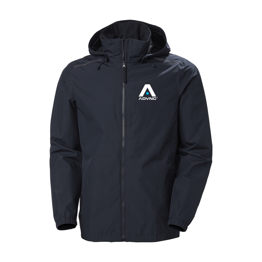 Navy Helly Hansen Men's Manchester 2.0 Shell Jacket with the ADVNC logo on the left chest