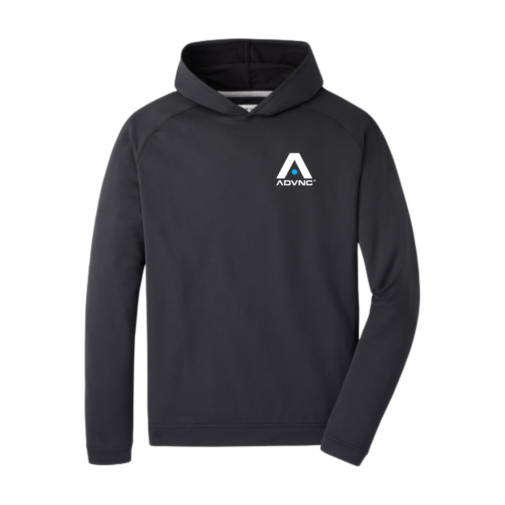 Black Peter Millar Men's Pine Performance Hoodie with the ADVNC logo on the left chest