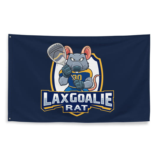 Lax Goalie Rat Wall Flag (1 sided)