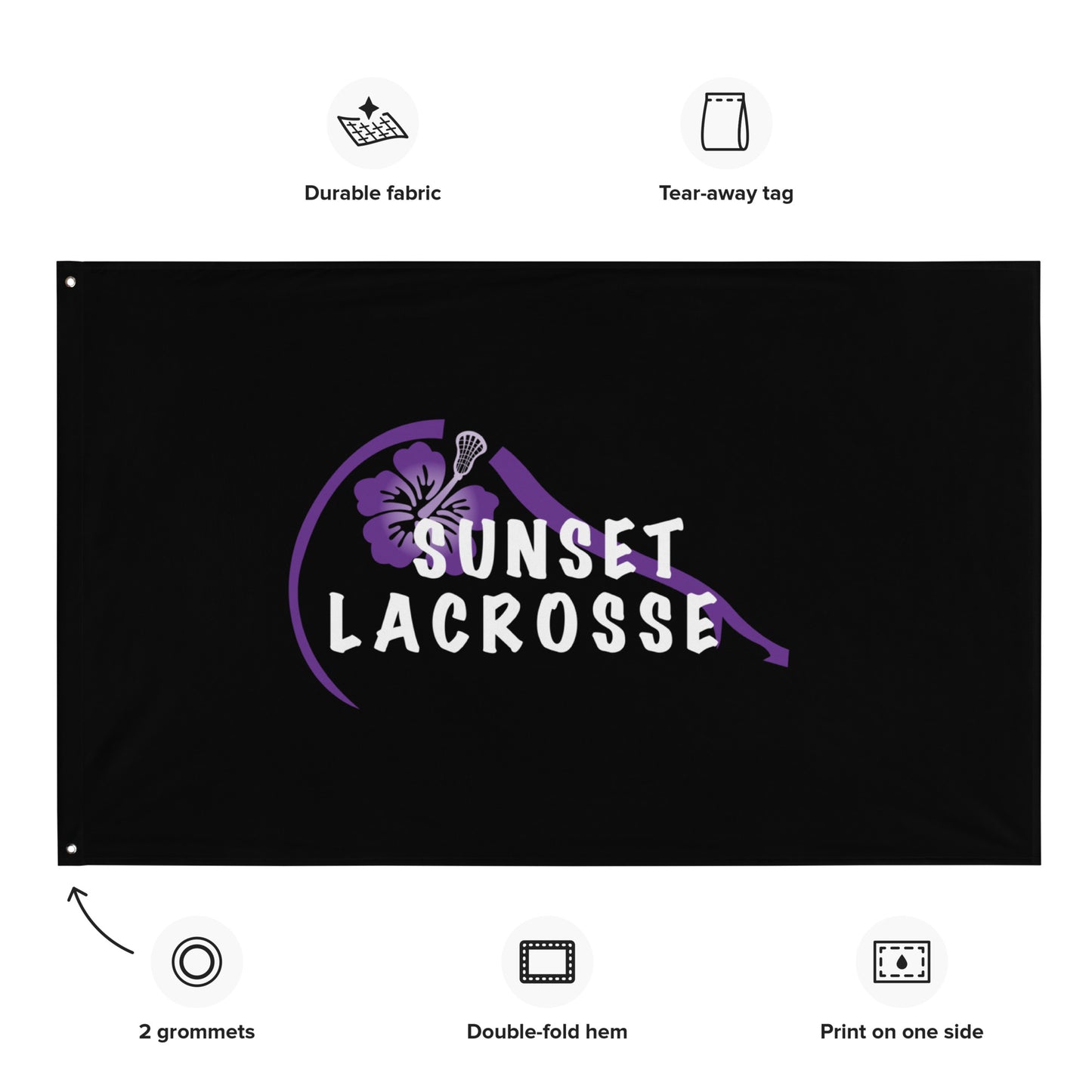 Sunset Lacrosse Wall Flag