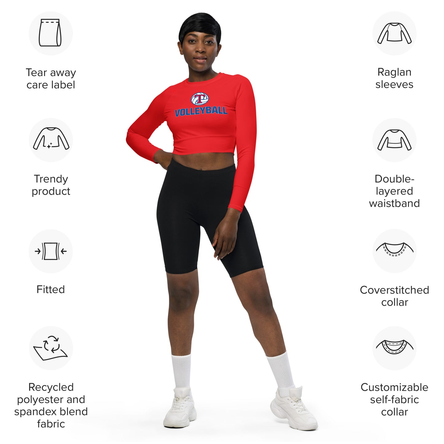 Women's TMHS Volleyball Performance Cropped Long Sleeve