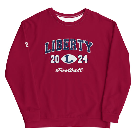 Adult Liberty Football Performance Crewneck Sweatshirt - Personalized