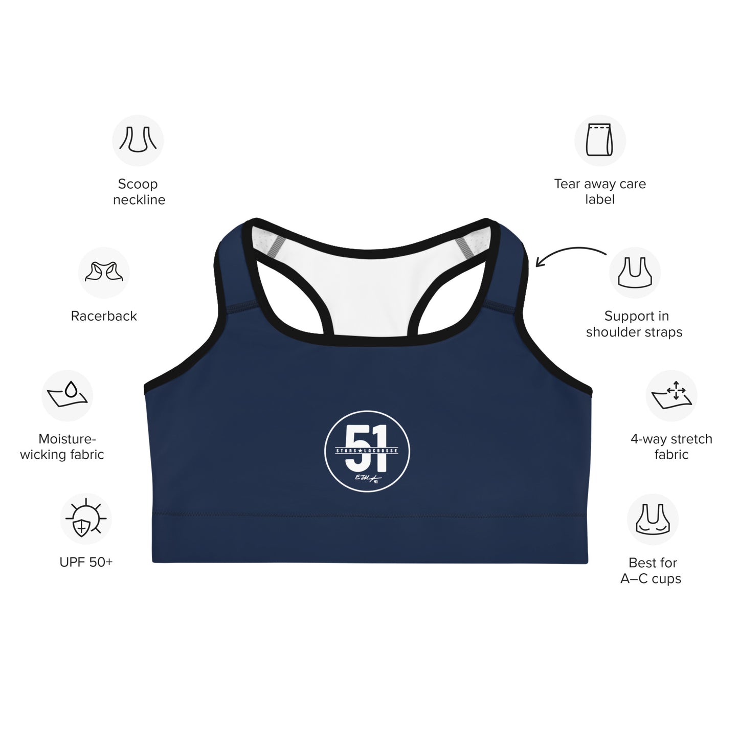 Women's 51 Stars Lacrosse Sports Bra