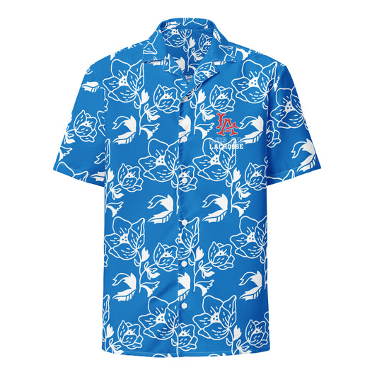 Adult Los Al Lacrosse Corner  Short Sleeve Button Down Shirt