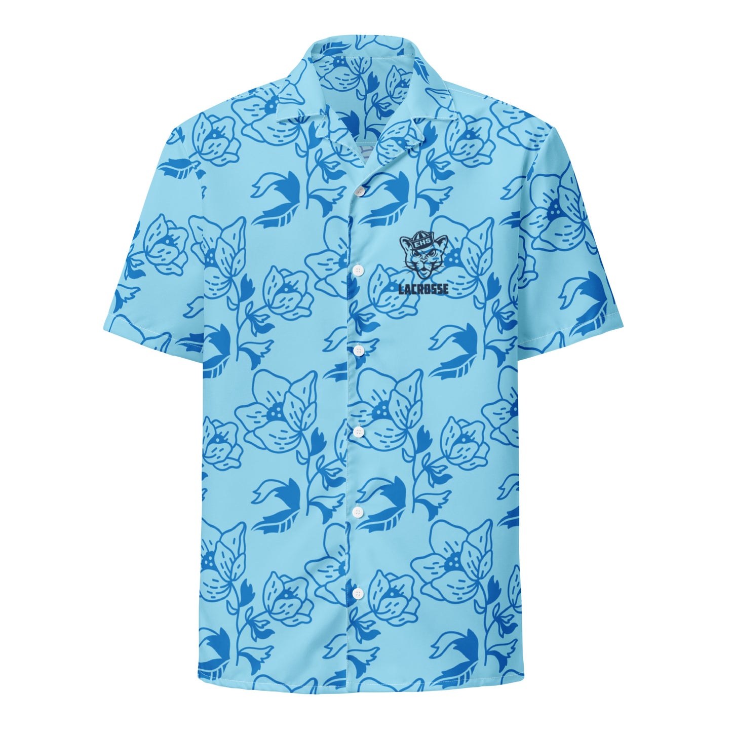 Adult Evergreen High School Lacrosse Short Sleeve Button Down Shirt