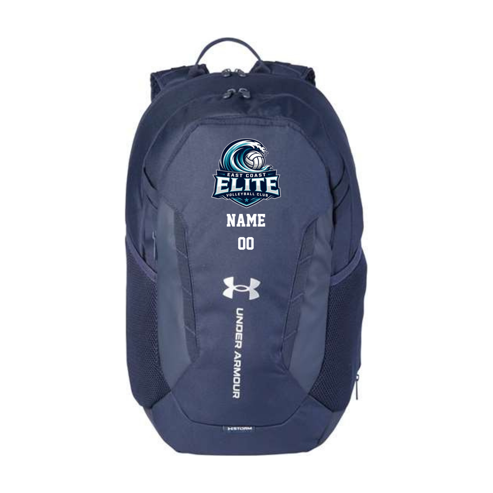 Surge Volleyball — Navy UA Hustle 6.0 Backpack — approved team design