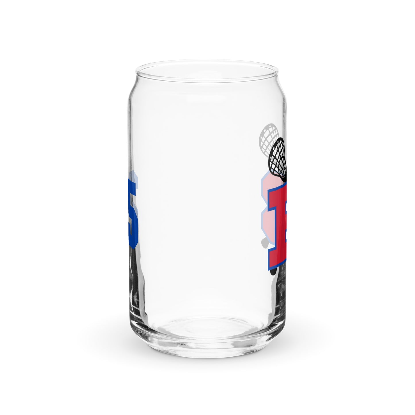 Bartlett HS Lacrosse Can-Shaped Glass w/ Lid & Straw (16 oz) - Personalized