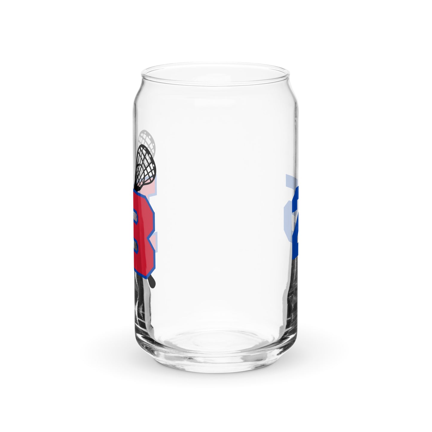 Bartlett HS Lacrosse Can-Shaped Glass w/ Lid & Straw (16 oz) - Personalized