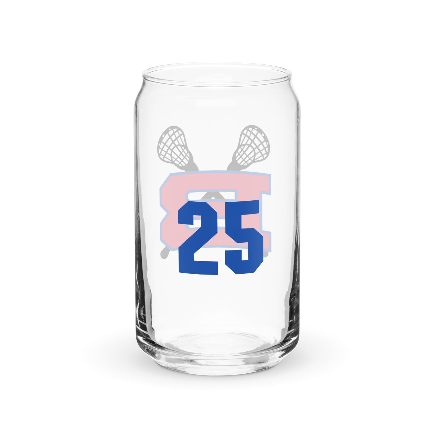 Bartlett HS Lacrosse Can-Shaped Glass w/ Lid & Straw (16 oz) - Personalized