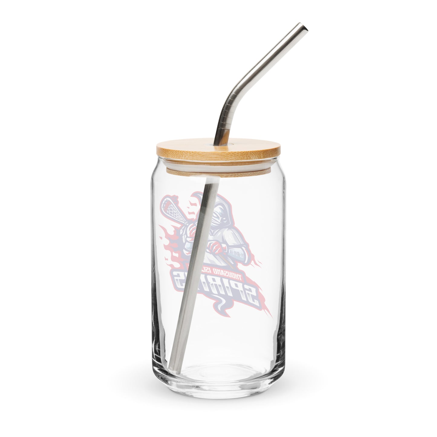 Thousand Islands Spirits Can-Shaped Glass w/ Lid & Straw (16 oz)