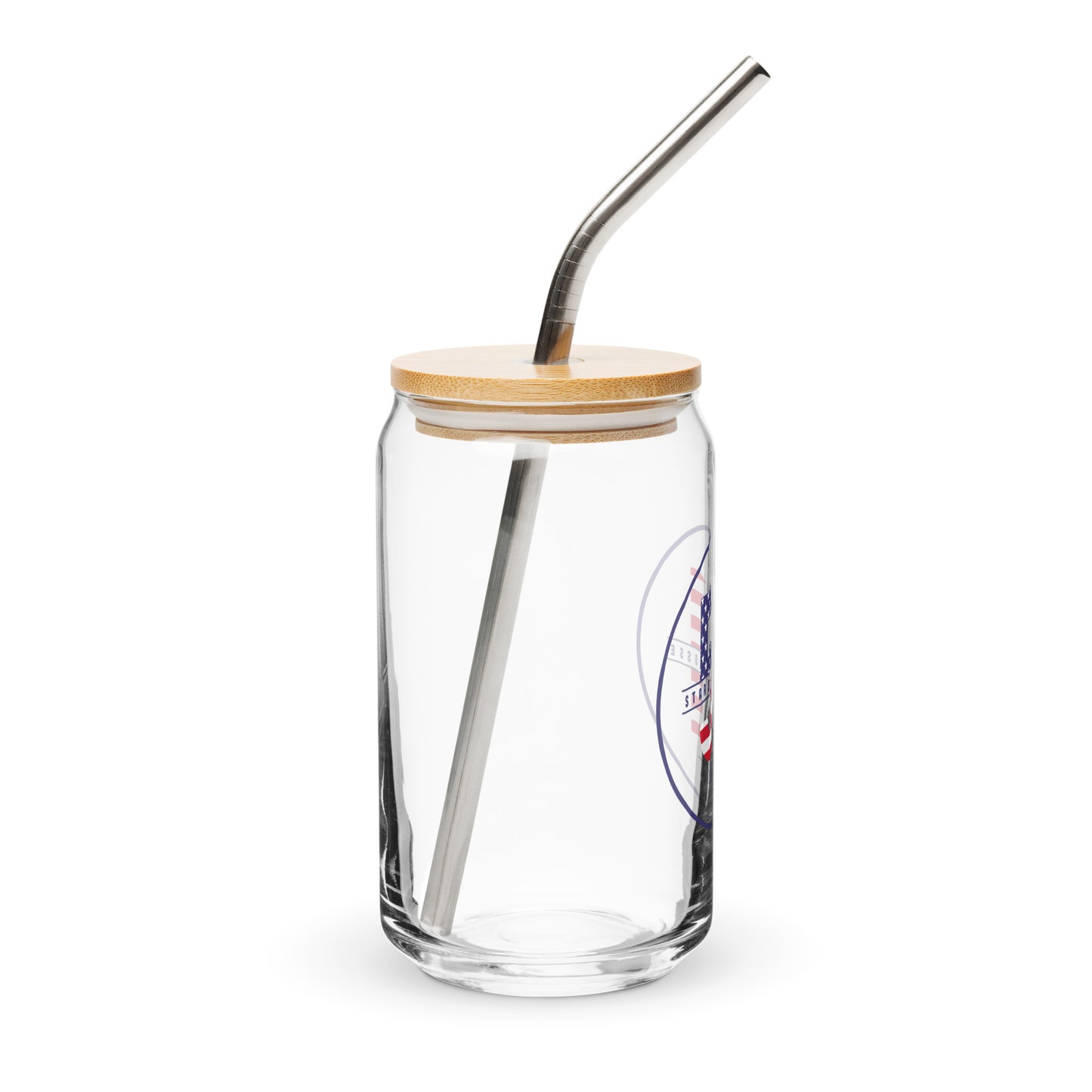 51 Stars Lacrosse Can-Shaped Glass w/ Lid & Straw (16 oz)