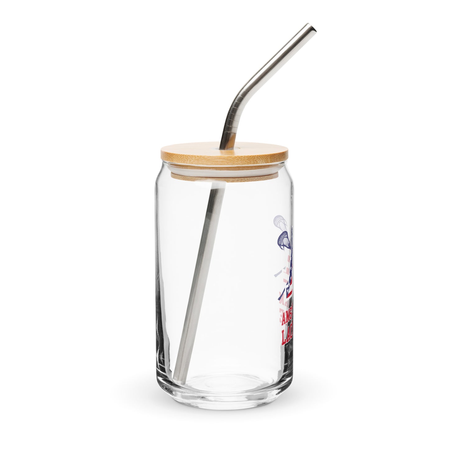 Amsterdam Lacrosse Can-Shaped Glass w/ Lid & Straw (16 oz)