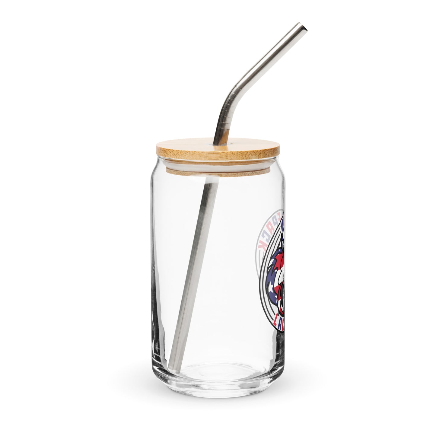 Wolfpack Lacrosse Can-Shaped Glass w/ Lid & Straw (16 oz)