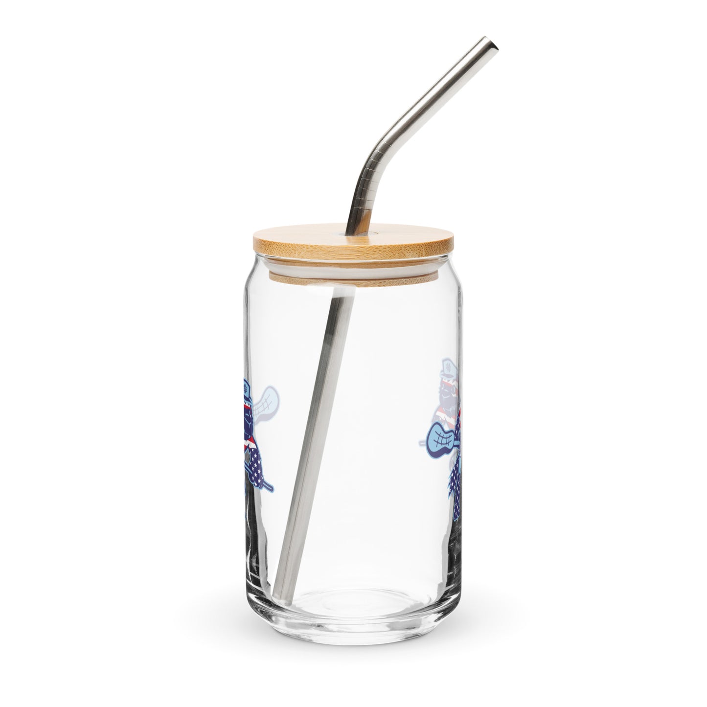 North Stafford Lacrosse USA Can-Shaped Glass w/ Lid & Straw (16 oz)