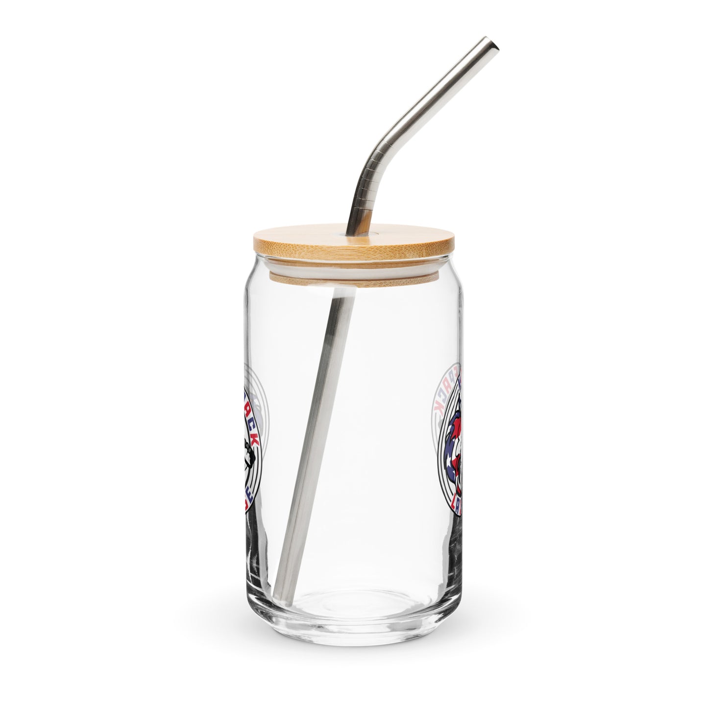 Wolfpack Lacrosse Can-Shaped Glass w/ Lid & Straw (16 oz)