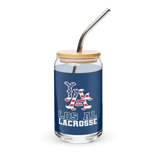 Los Al Lacrosse Can-Shaped Glass w/ Lid & Straw (16 oz)