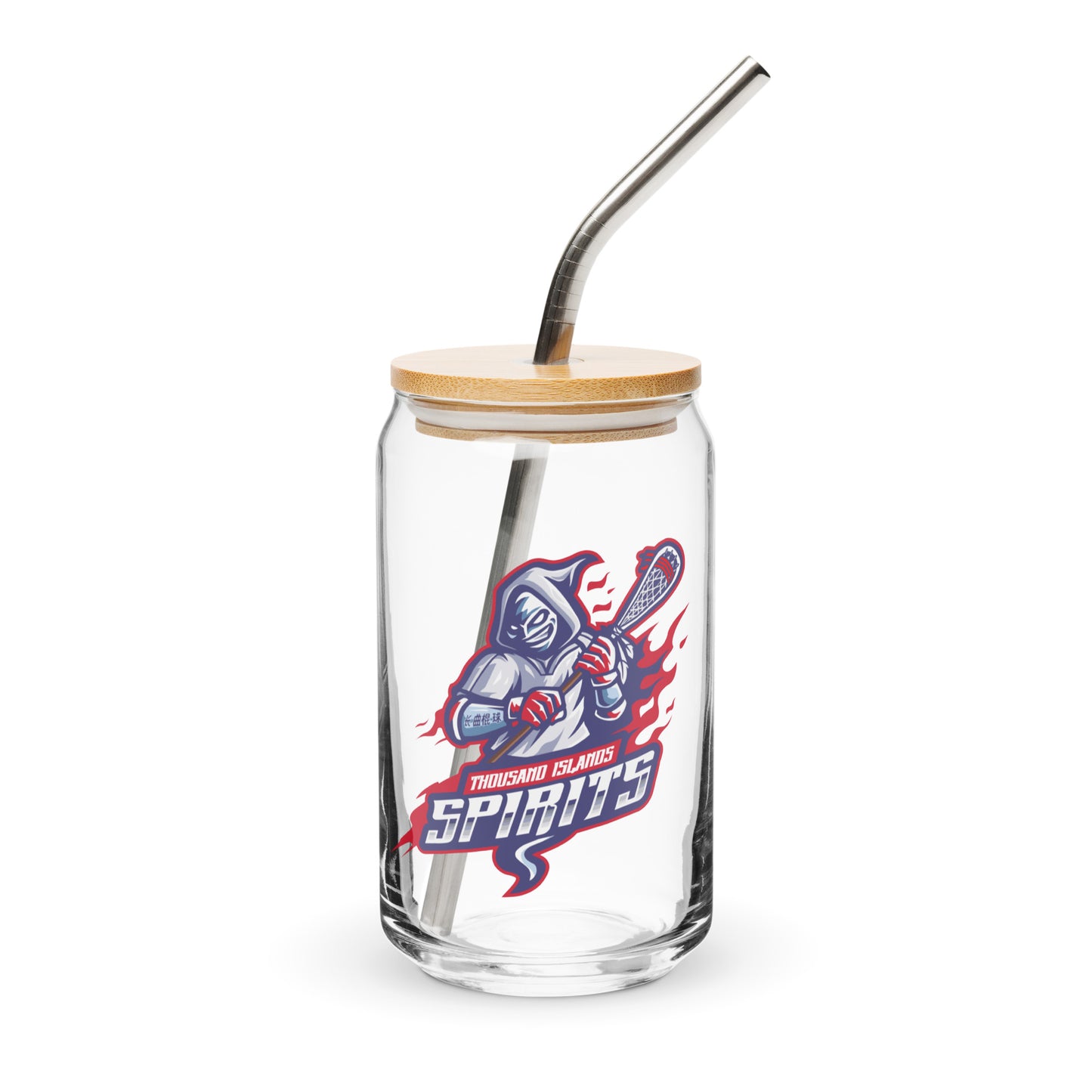 Thousand Islands Spirits Can-Shaped Glass w/ Lid & Straw (16 oz)