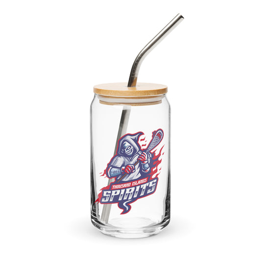 Thousand Islands Spirits Can-Shaped Glass w/ Lid & Straw (16 oz)