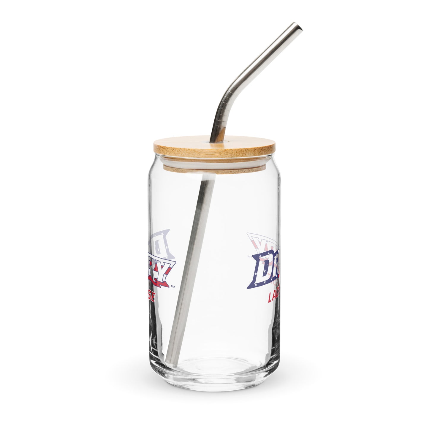 Drury Lacrosse Can-Shaped Glass w/ Lid & Straw (16 oz)