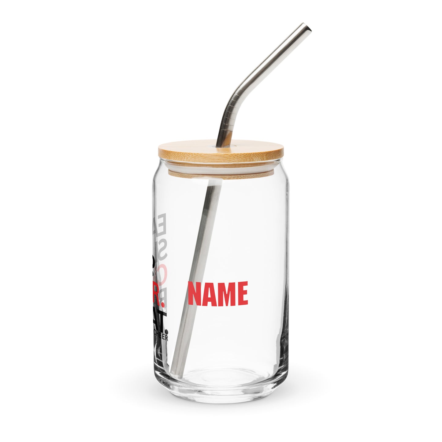 Fairport Football and Cheer Can-Shaped Glass w/ Lid & Straw (16 oz) - Personalizable