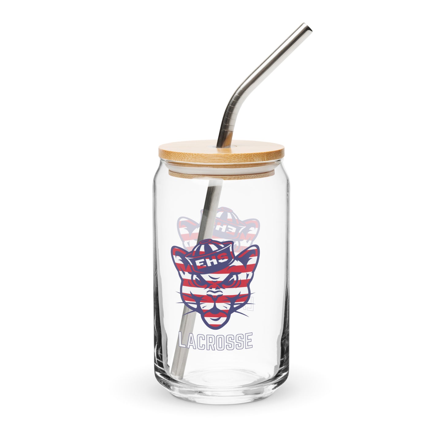 Evergreen Lacrosse USA Can-Shaped Glass w/ Lid & Straw (16 oz)