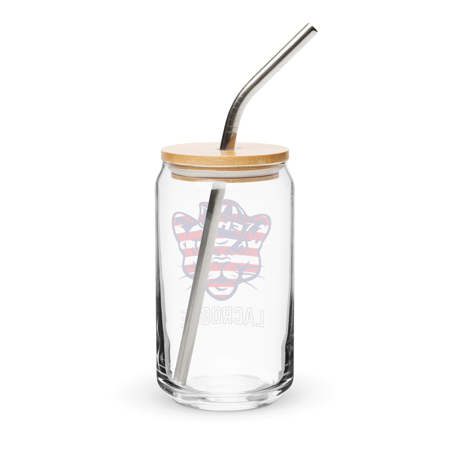 Evergreen Lacrosse USA Can-Shaped Glass w/ Lid & Straw (16 oz)