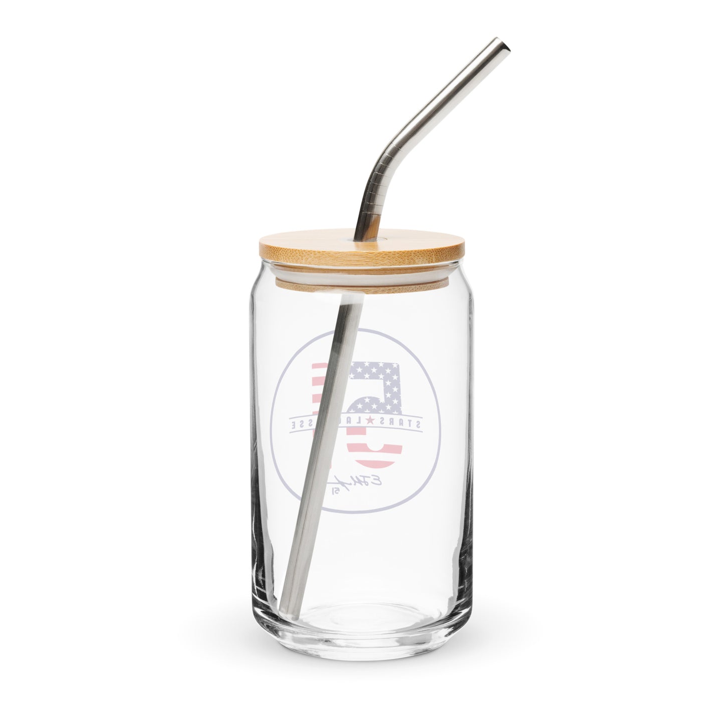 51 Stars Lacrosse Can-Shaped Glass w/ Lid & Straw (16 oz)