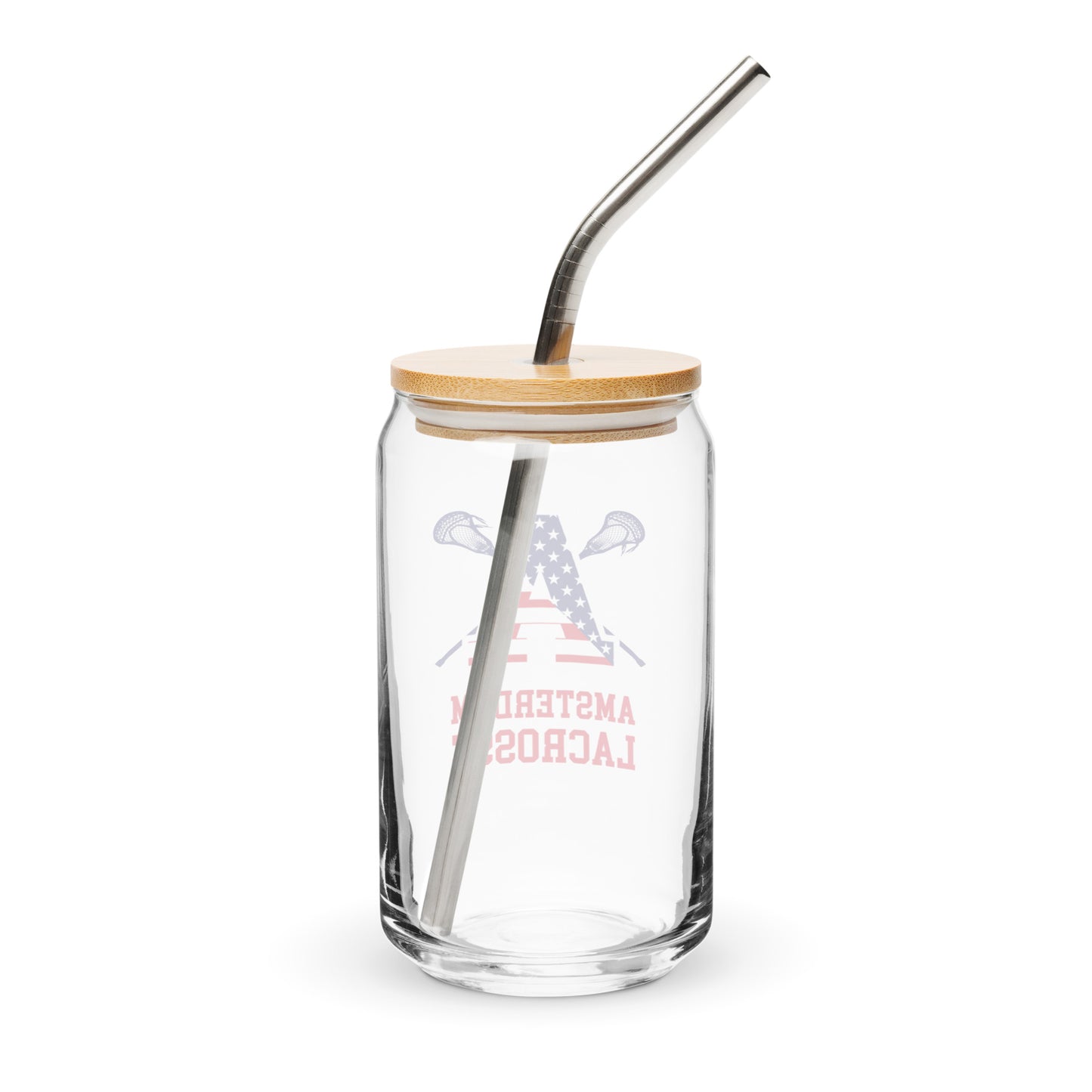 Amsterdam Lacrosse Can-Shaped Glass w/ Lid & Straw (16 oz)