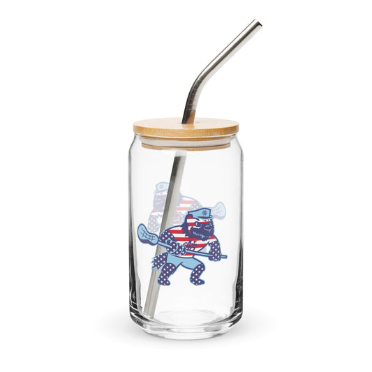 North Stafford Lacrosse USA Can-Shaped Glass w/ Lid & Straw (16 oz)