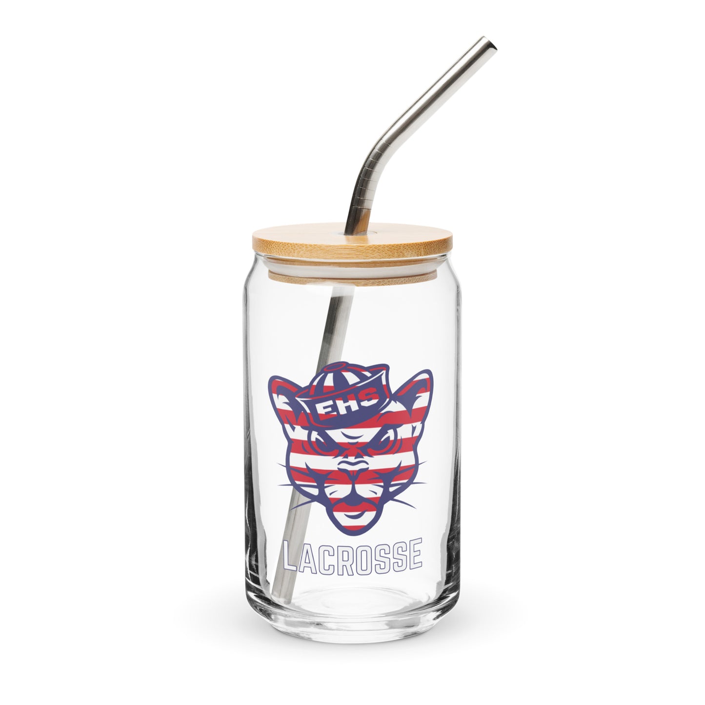 Evergreen Lacrosse USA Can-Shaped Glass w/ Lid & Straw (16 oz)