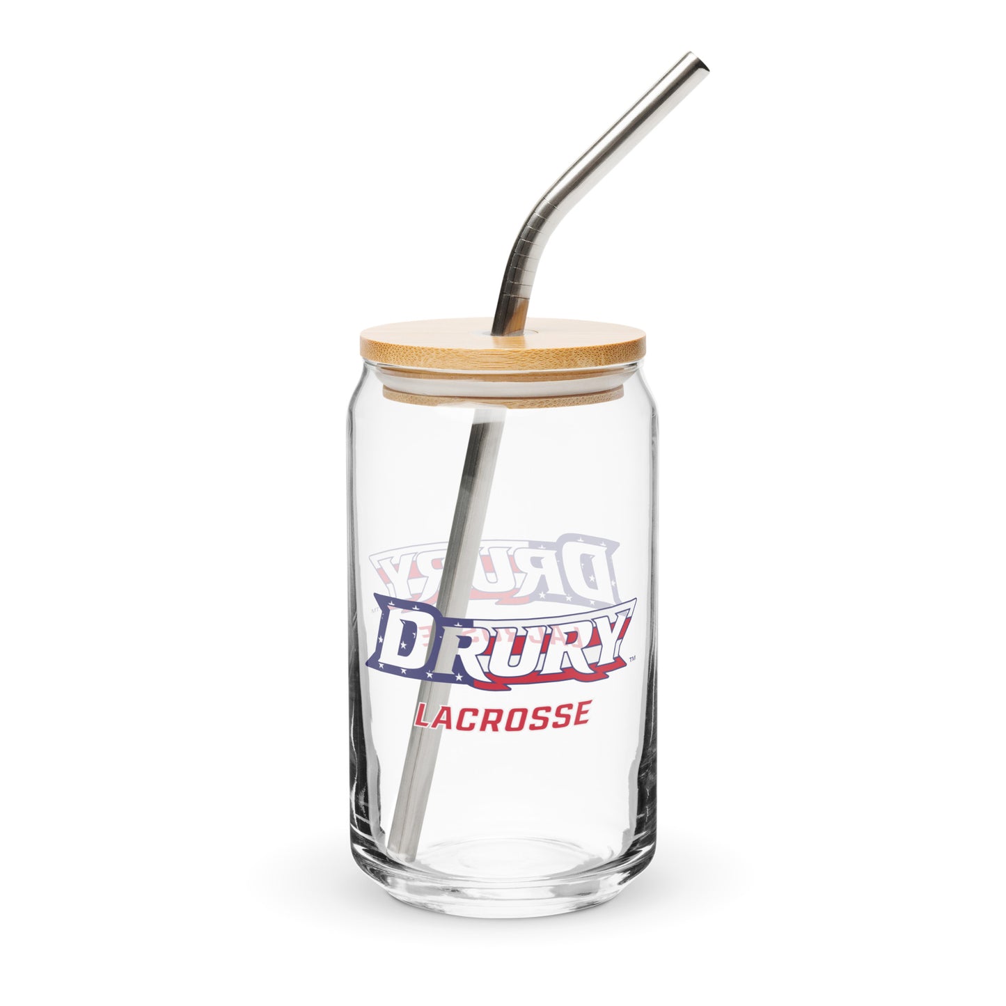 Drury Lacrosse Can-Shaped Glass w/ Lid & Straw (16 oz)