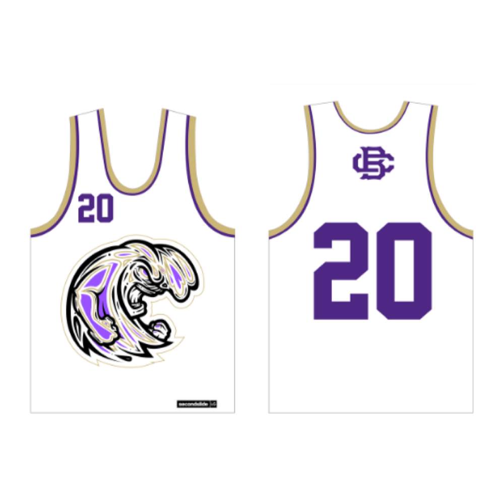 CBHS Youth reversible pinnie white side front and back