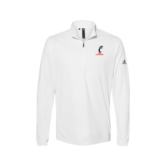 Adult University of Cincinnati Lacrosse Adidas Lightweight Quarter-Zip Pullover - White - Front