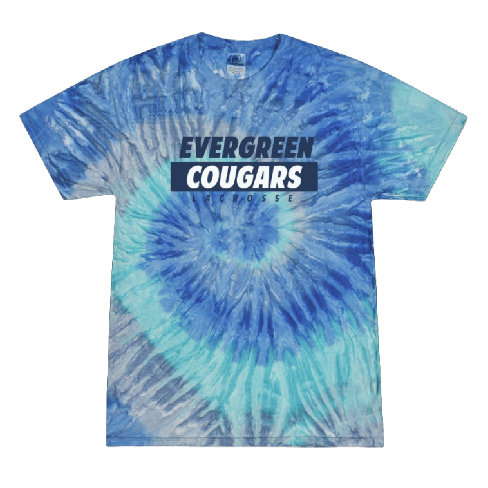 Adult Evergreen Cougars Lacrosse Tie Dye Shirt