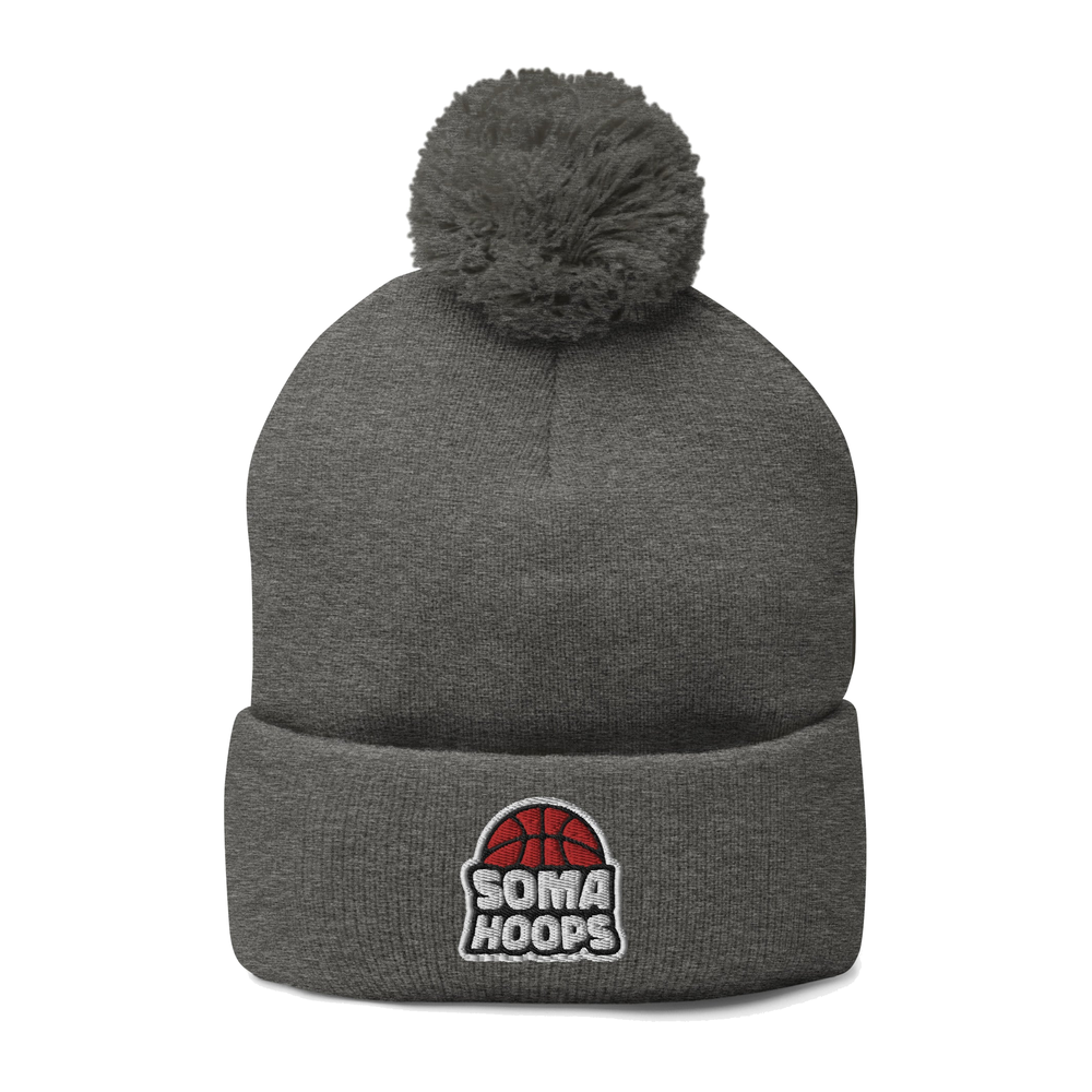 SOMA Hoops Pom-Pom Beanie — Dark Heather Grey