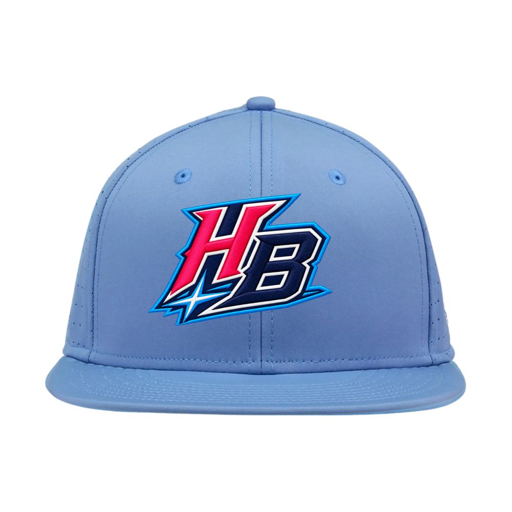 Columbia Blue Perforated GameChanger Snapback with embroidered Hustle Baseball logo