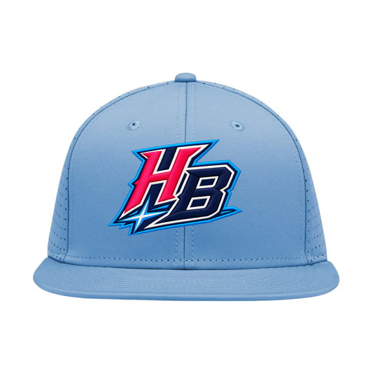 Columbia Blue Low Pro Perforated GameChanger cap with embroidered Hustle Baseball logo