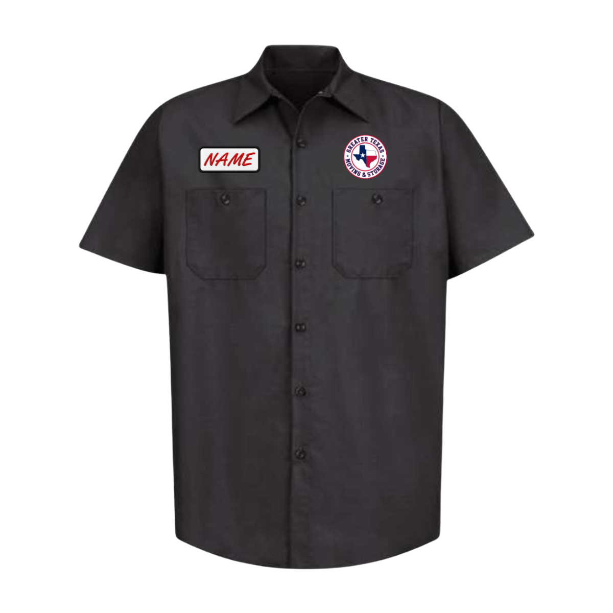 Adult Greater Texas Moving & Storage Industrial Short Sleeve Work Shirt - Black