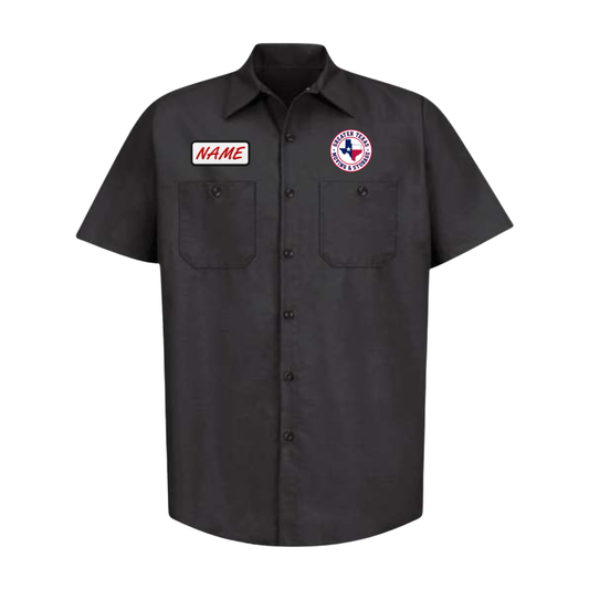 Adult Greater Texas Moving & Storage Industrial Short Sleeve Work Shirt - Black