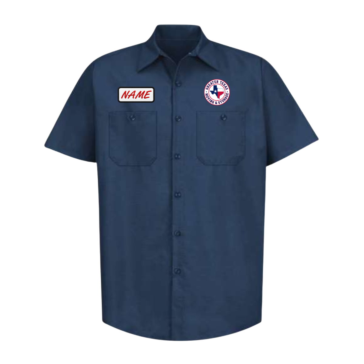 Adult Greater Texas Moving & Storage Industrial Short Sleeve Work Shirt - Navy