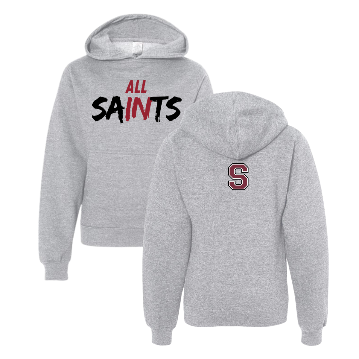 All Saints Hoodie — Youth Grey Heather