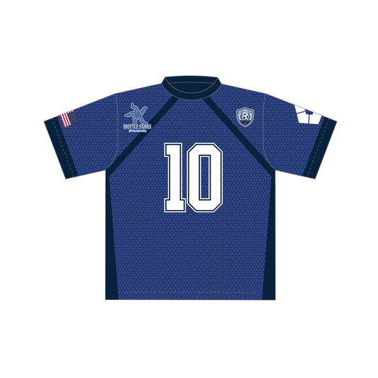 Ross Plumbing Brittle Stars jersey front, Tonka replacement artwork with white sleeve hexagon