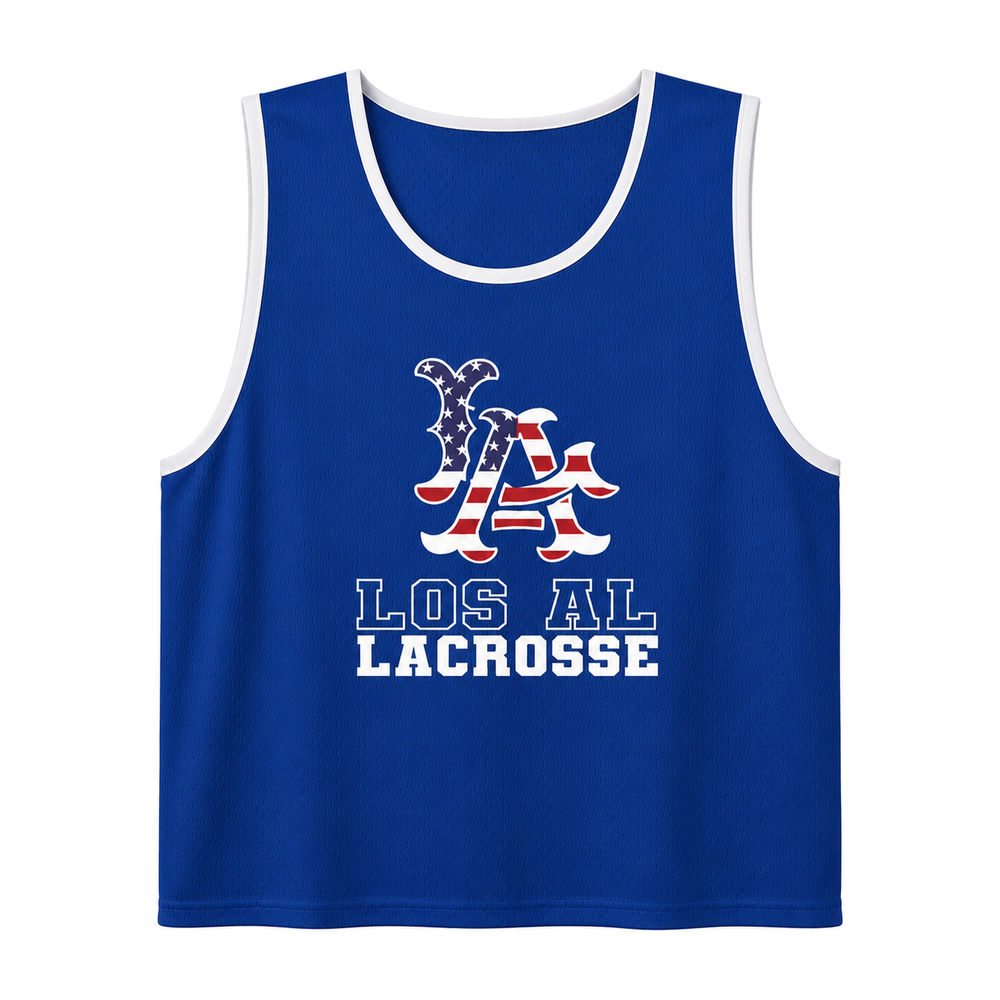 Los Al Lacrosse reversible pinnie - royal blue front