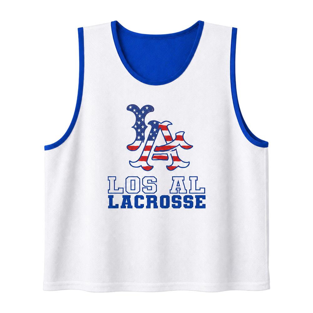 Los Al Lacrosse reversible pinnie - white front