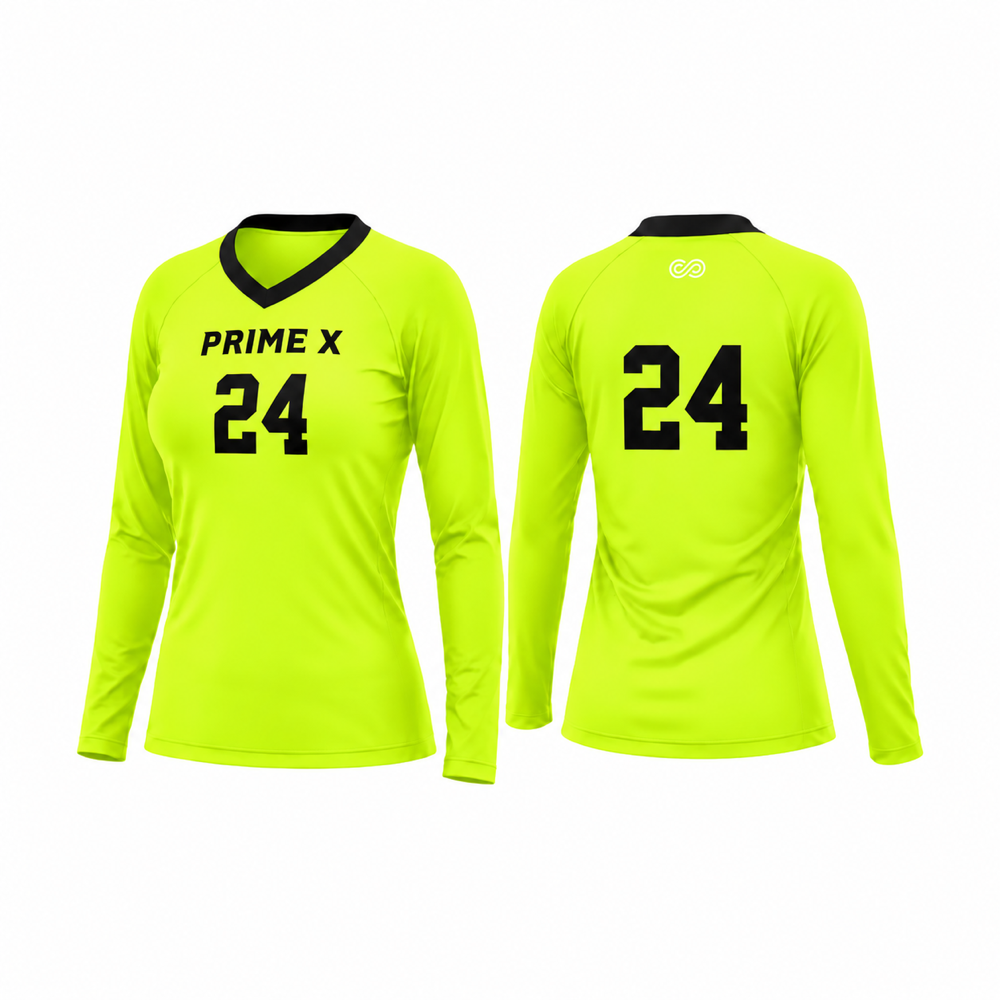 Long Sleeve Volleyball Jersey — Volt / Black — front and back views