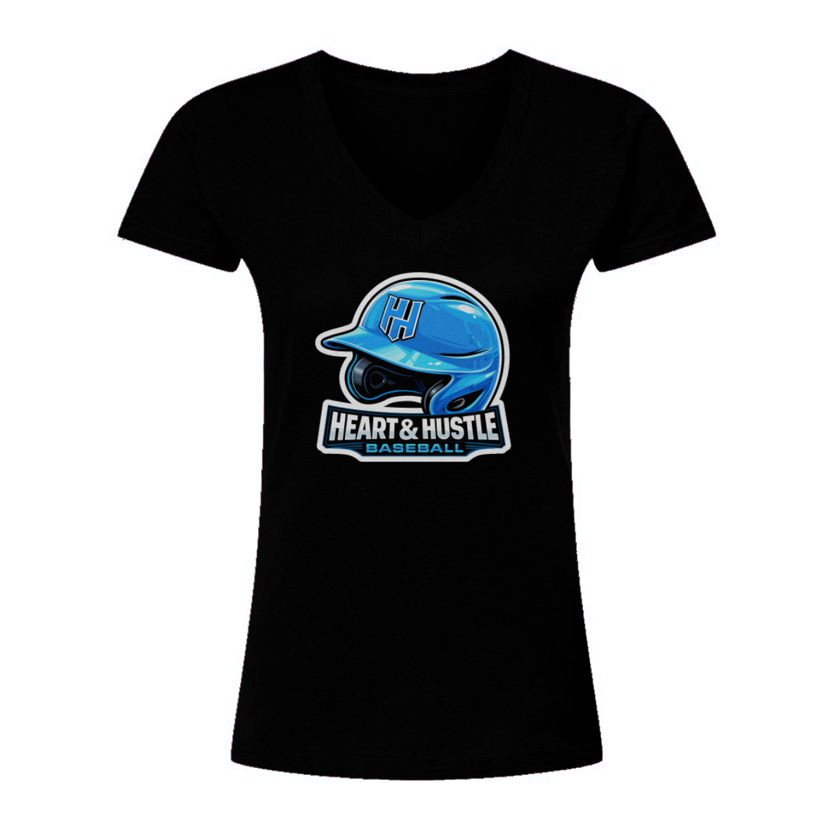 Women's Heart and Hustle Baseball Tultex V-Neck T-Shirt