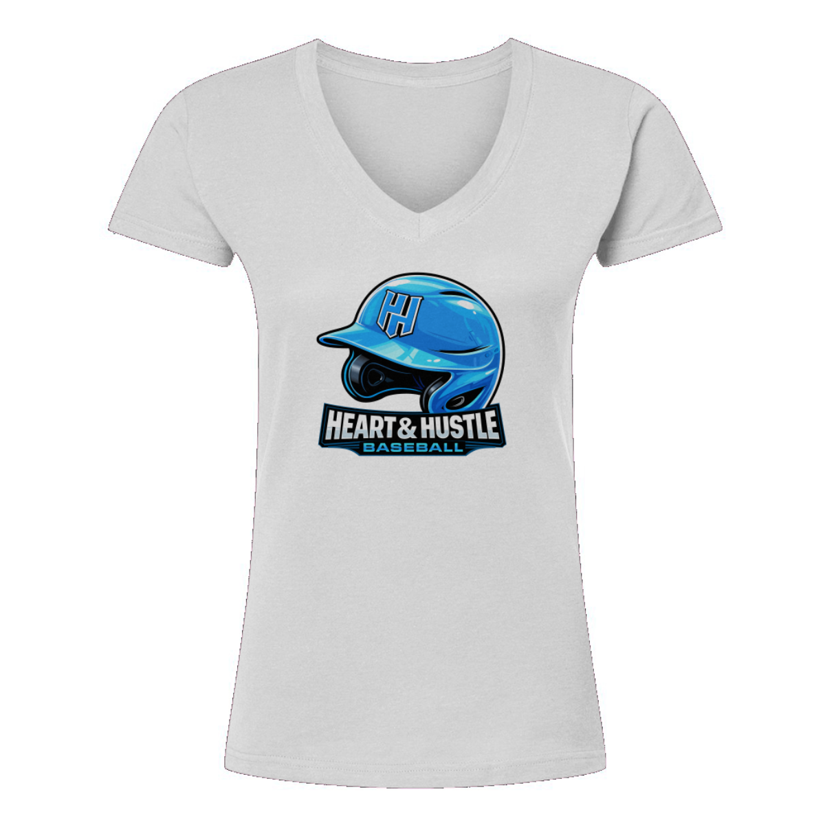 Women's Heart and Hustle Baseball Tultex V-Neck T-Shirt