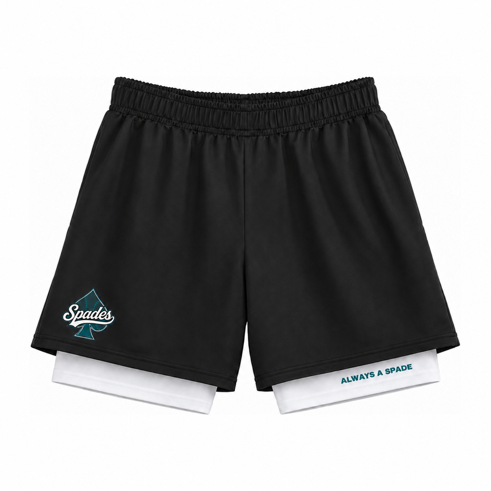 South Bay Spades 2-in-1 Shorts — Black/White