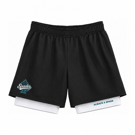 South Bay Spades 2-in-1 Shorts — Black/White
