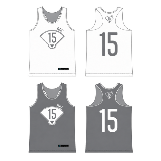 ARC Lacrosse grey and white reversible racerback practice pinnie